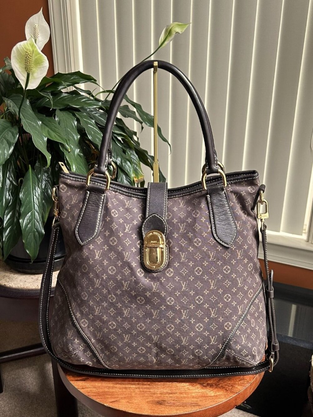LOUIS VUITTON Monogram Idylle Elegie Tote Bag, Charcoal Brown